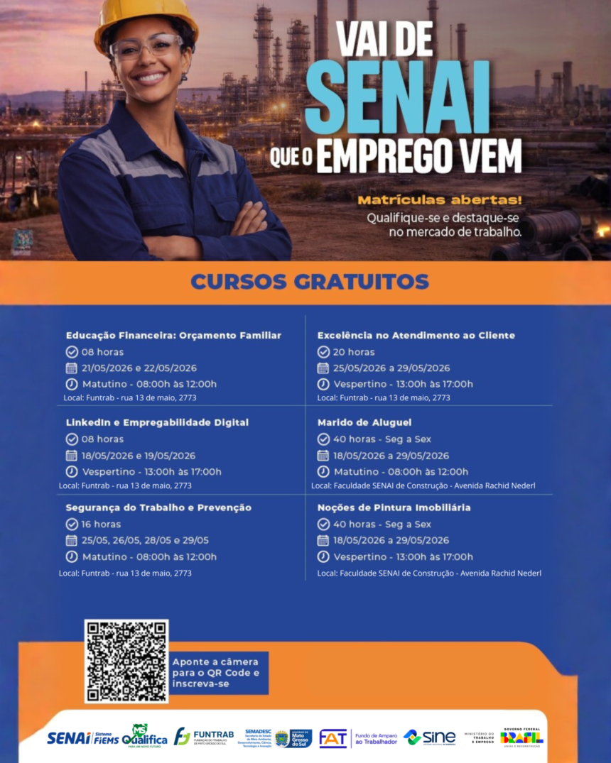 funtrab-e-senai-abrem-vagas-para-cursos-gratuitos-e-fortalecem-qualificacao-profissional-no-estado